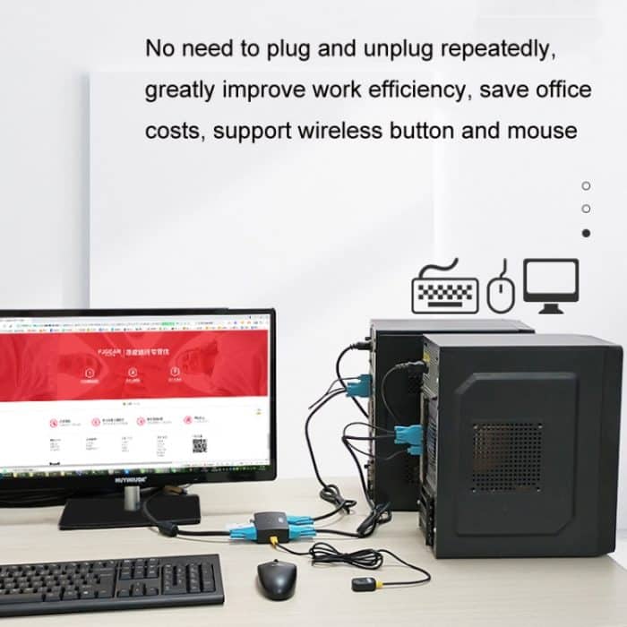 FJGEAR FJ-210UK 2 Ports HD VGA zu KVM-Umschalter mit Desktop-Controller, FJ-210UK – Bild 5