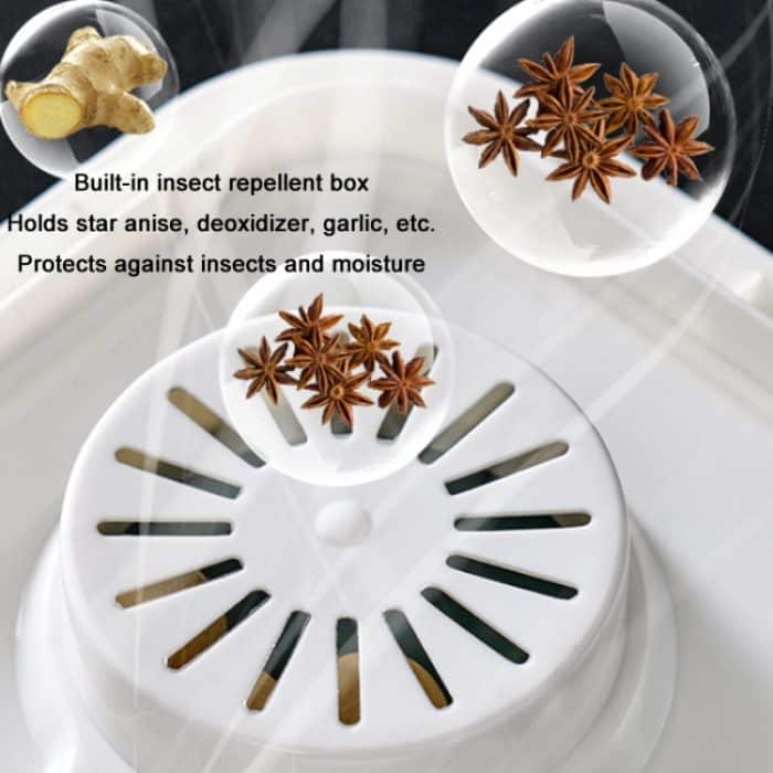 Insektensicherer, versiegelter, feuchtigkeitsbeständiger Frischreis-Aufbewahrungsbehälter mit einem Knopfdruck, 5 KG – Bild 4