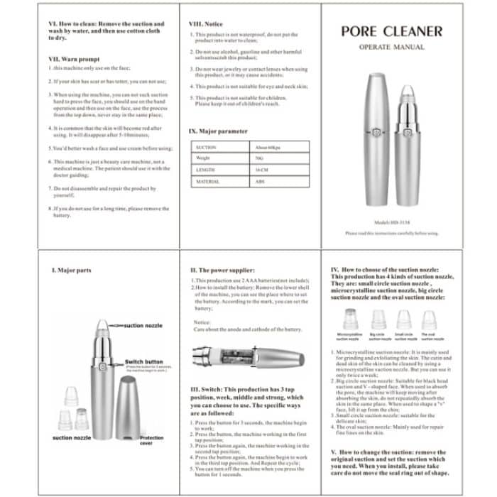HD-3138 Elektrisches Porenreinigungsinstrument, heiße Kompresse zum Exportieren von Akne, entfernendes Mitesser-Schönheitsinstrument, White With Acne Needle – Bild 8