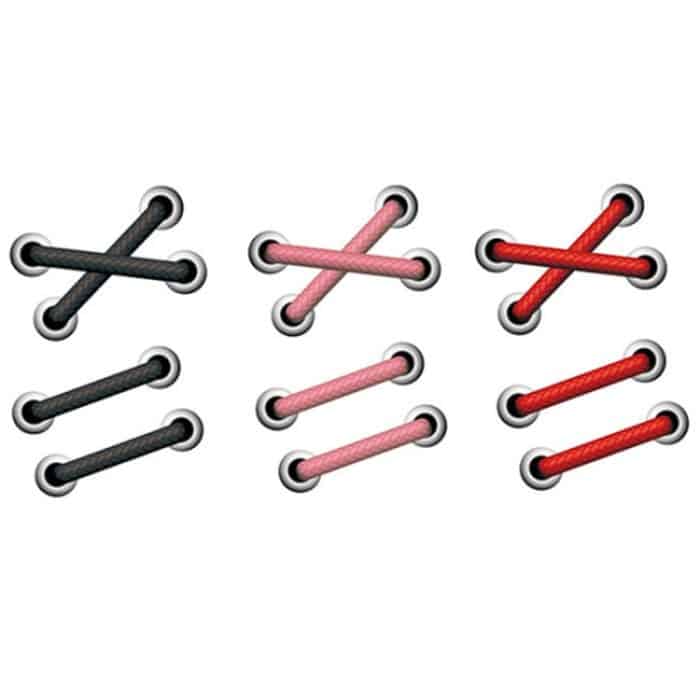 10 Stück Schnürsenkel-Autoaufkleber, Karosserie-Abdeckung, Kratzer-Patch-Aufkleber, Cross Red Shoelace, Cross Black Shoelace, Cross Pink Shoelace, Horizontal Red Shoelace, Horizontal Black Shoelace, Horizontal Pink Shoelace – Bild 2