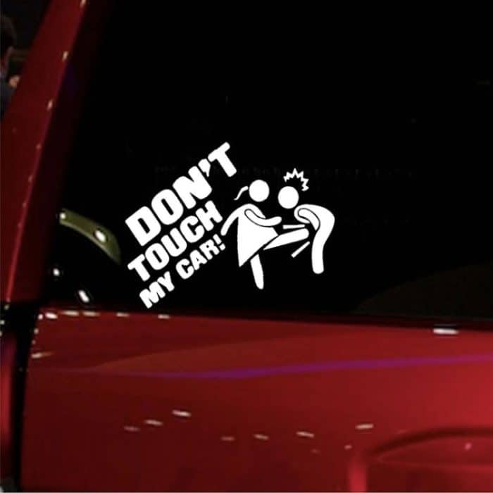 10 Stück Autoaufkleber „Do Not Touch My Car“, personalisierter reflektierender Warnaufkleber, Black, White – Bild 3