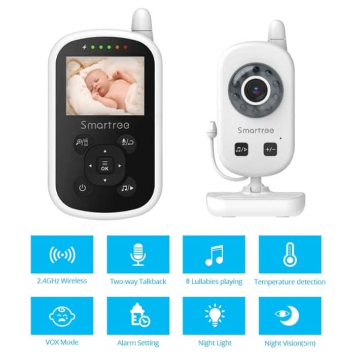 UU24 2,4 Zoll kabellose Babyphone-Kamera, Temperaturüberwachung, 2-Wege-Audio, VOX Wiegenlied, UU24 US Plug, UU24 EU Plug, UU24 UK Plug – Bild 2