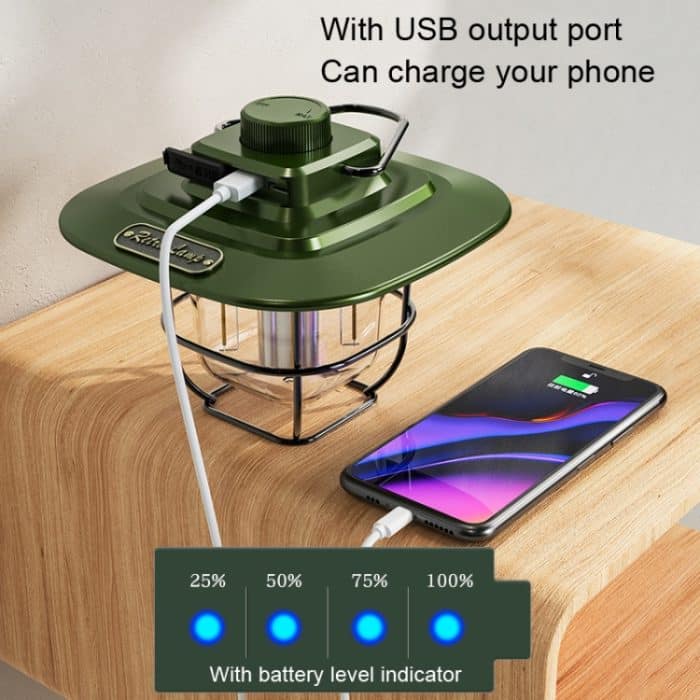 LY02 LED Retro Laterne Handzelt Lampe USB Lade Camping Licht, LY02 White, LY02 Black, LY02 Green – Bild 4