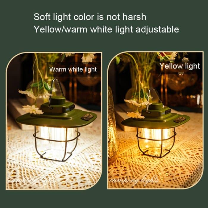 LY02 LED Retro Laterne Handzelt Lampe USB Lade Camping Licht, LY02 White, LY02 Black, LY02 Green – Bild 6