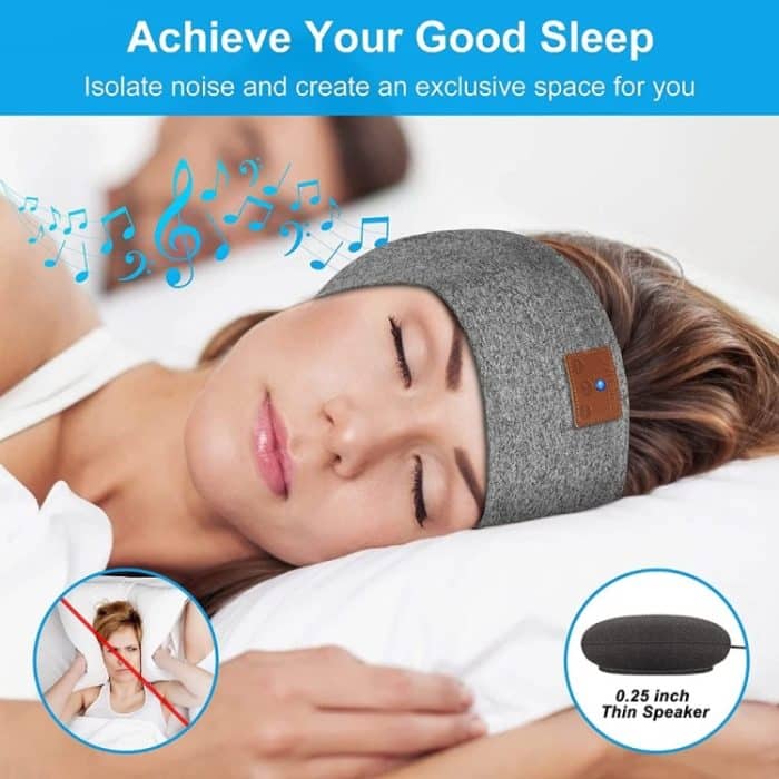 Bluetooth-Stirnband-Kopfhörer-Schlafmaske für Seitenschläfer, Workout, Laufen, Sleep Mask Hemp Gray – Bild 6