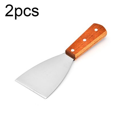 2 Stück Edelstahl-Pizza- und Steakschaufel, Holzgriff, schräge Schaufel, Küchenwerkzeug, S, L