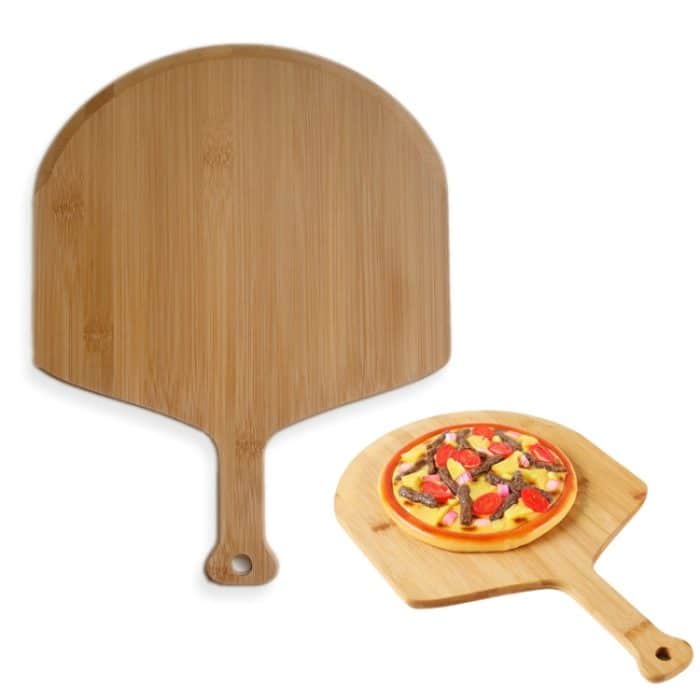 Bambus-Pizza-Paddel-Käse-Steak-Back-Serviertablett, Schneidebrett, 38.5x29.5x1cm – Bild 1