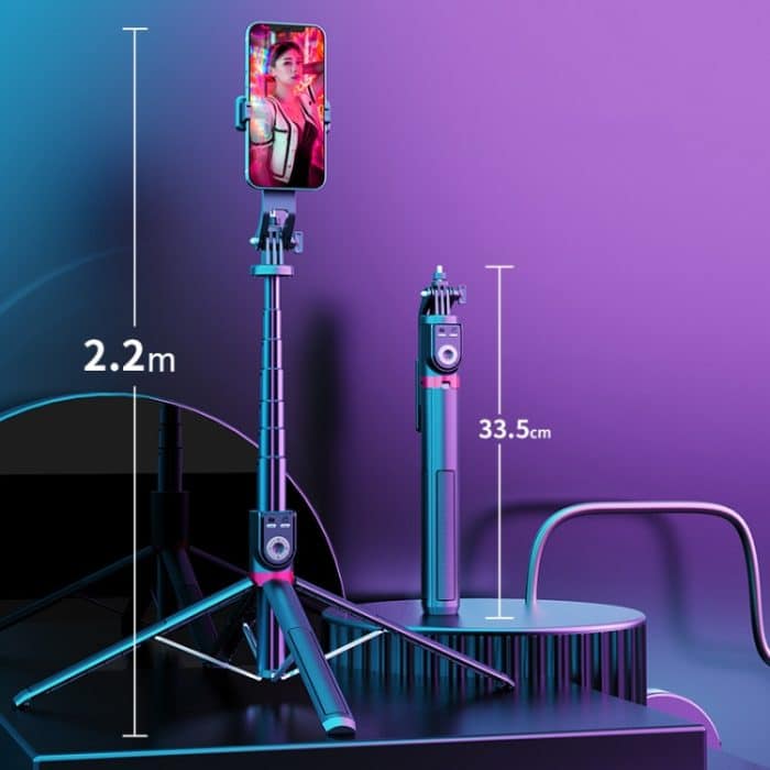 Um 360 Grad drehbarer, faltbarer Bluetooth-Selfie-Sticks-Live-Ständer, Spezifikationen:, P220 TK (Single Clip), P225 TK (Single Clip) – Bild 3