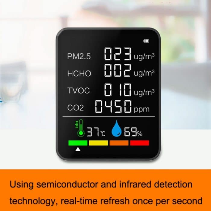 ZN-2COWT 6 In 1 PM2,5 Infrarot Sensor CO2 Formaldehyd TVOC Temperatur Feuchtigkeit Detektor, 6 In 1 Infrared/Semiconductor – Bild 3