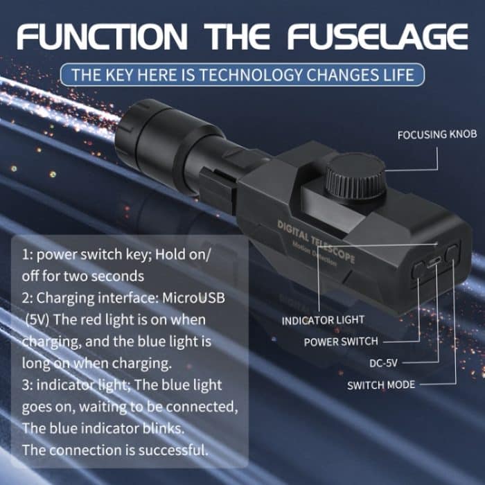 W007 WIFI Digitalteleskop 70X Drahtloser Bewegungserkennungsmonitor Monokular mit Metallstativ – Bild 4