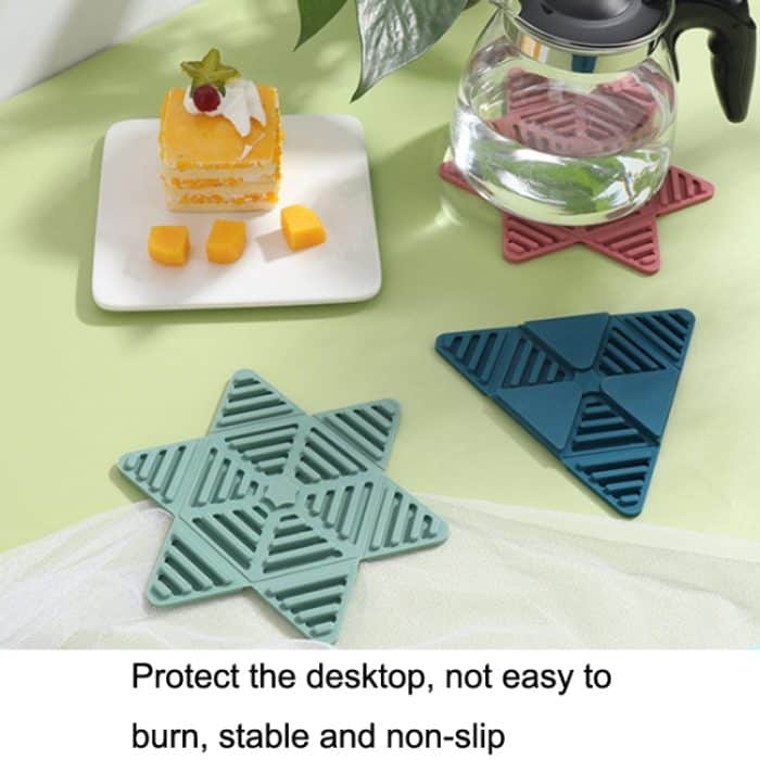 3 Stück faltbares Topfkissen, Silikon-Teetasse-Isolierpad, Haustisch, rutschfeste Tischsets, Red, Yellow, Blue, Green, Royal Blue, Pink, Grey, Dark Gray – Bild 4