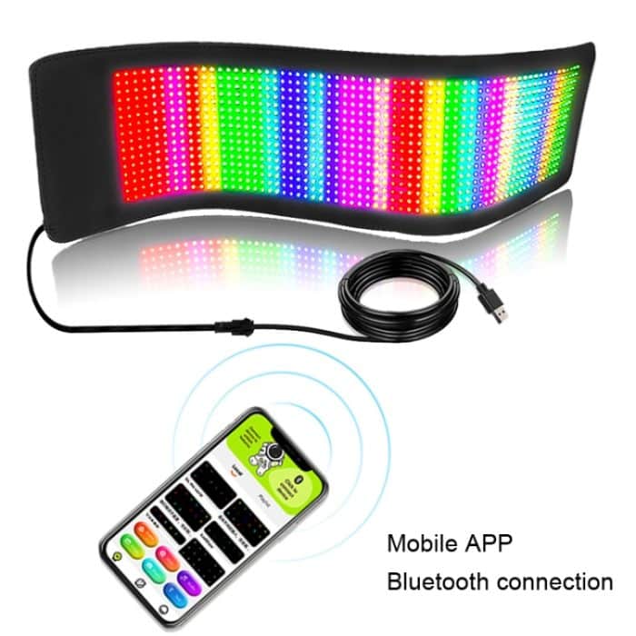 Flexibles Auto-LED-Display, Handy-APP-Steuerung, Bluetooth-Verbindung, S1664RGB 390x107mm, S1696RGB 672x122mm, S3264RGB 390x187mm, S3296RGB 672x218mm – Bild 2