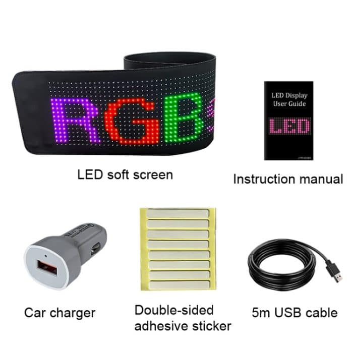 Flexibles Auto-LED-Display, Handy-APP-Steuerung, Bluetooth-Verbindung, S1664RGB 390x107mm, S1696RGB 672x122mm, S3264RGB 390x187mm, S3296RGB 672x218mm – Bild 3