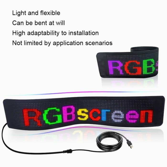 Flexibles Auto-LED-Display, Handy-APP-Steuerung, Bluetooth-Verbindung, S1664RGB 390x107mm, S1696RGB 672x122mm, S3264RGB 390x187mm, S3296RGB 672x218mm – Bild 5