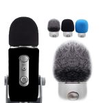 Für Blue Yeti Pro Anti-Pop und winddichte Schwamm-/Flauschige Mikrofonabdeckung, Black Sponge, Blue Sponge, Black Hair, Gray Hair – Bild 2