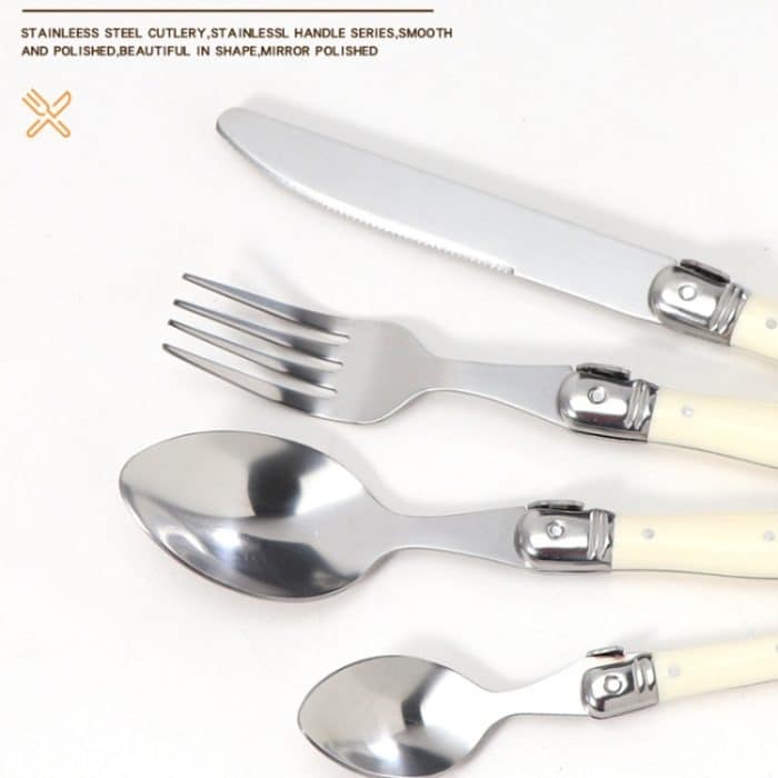 Edelstahl-Messer-Gabel-Löffel-Set mit Kunststoffgriff, westliches Geschirr, 3 In 1, 4 In 1, 6 Knives, 6 Forks, 6 Spoons, 6 Tea Spoons – Bild 5