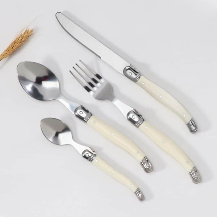 Edelstahl-Messer-Gabel-Löffel-Set mit Kunststoffgriff, westliches Geschirr, 3 In 1, 4 In 1, 6 Knives, 6 Forks, 6 Spoons, 6 Tea Spoons – Bild 6