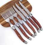 Messer- und Gabelbesteck aus Edelstahl mit Palisandergriff, Spezifikation:, 1 Knife, 1 Fork, 3 Knives + 3 Forks – Bild 2