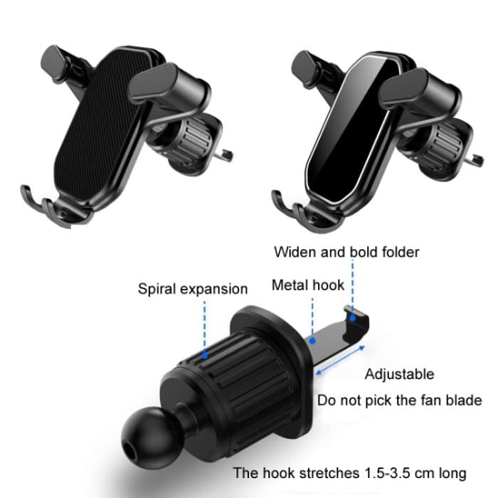 Auto-Luftauslass, umgedrehter Haken, starker Handyhalter, Cool Black, High-grade Black – Bild 2