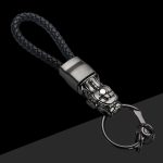 Geflochtener Lederseil-Brave-Truppen-Schlüsselanhänger mit LED-Lichtmetallanhänger, Leather Rope Black, Leather Rope White, Leather Rope Golden, Leather Rope White+Gray, Leather Rope Golden +Orange