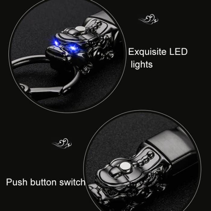 Geflochtener Lederseil-Brave-Truppen-Schlüsselanhänger mit LED-Lichtmetallanhänger, Leather Rope Black, Leather Rope White, Leather Rope Golden, Leather Rope White+Gray, Leather Rope Golden +Orange – Bild 4