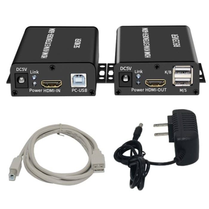 BW-HKE60A HDMI 60 m KVM mit USB-Extender, unterstützt POE-Single-End-Netzteil mit US-Stecker, BW-HKE60A – Bild 2