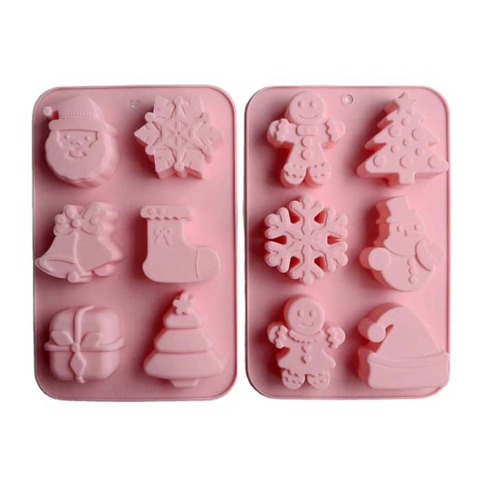 Kuchenform mit 6 Mulden, Lebensmittelqualität, antihaftbeschichtetes Silikon, Frohe Weihnachten, Festival, Dessertherstellungsform, Pink Style 1, Pink Style 2 – Bild 2