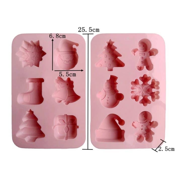 Kuchenform mit 6 Mulden, Lebensmittelqualität, antihaftbeschichtetes Silikon, Frohe Weihnachten, Festival, Dessertherstellungsform, Pink Style 1, Pink Style 2 – Bild 4
