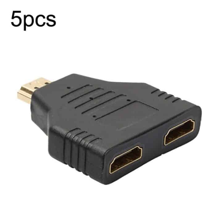 5 Stück HDMI-Stecker auf 2 HDMI-Buchsen-Adapter, HD-Computer-Konvertierungs-Transformationsstecker, 5pcs HDMI Male To 2 HDMI Female – Bild 1