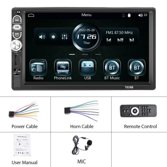 TBD0603305701.jpg F133 7 Zoll MP5 Bluetooth Player Universal Wired CarPlay Rückfahrbild integriert, Stil:, 7 Inches Standard, 7 Inches Standard+4 Lights Camera, 7 Inches Standard+8 Lights Camera, 7 Inches Standard+12 Lights Camera – Bild 1