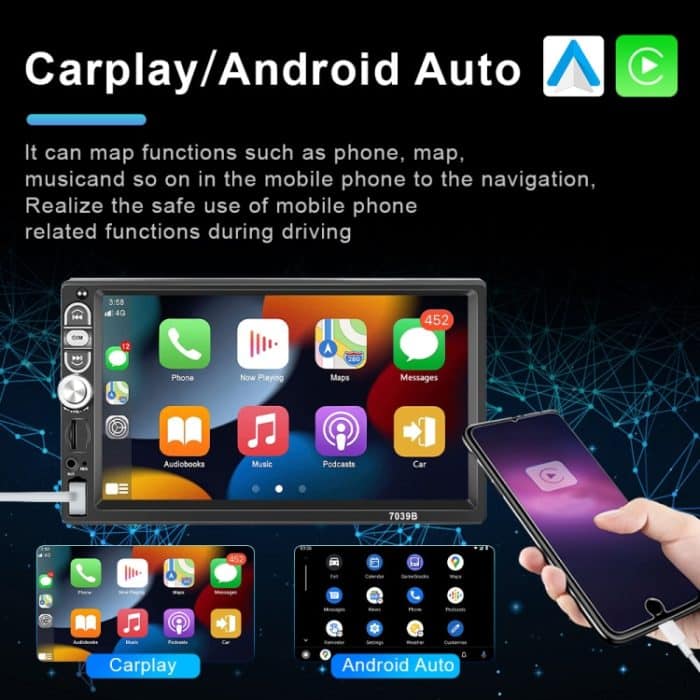 F133 7 Zoll MP5 Bluetooth Player Universal Wired CarPlay Rückfahrbild integriert, Stil:, 7 Inches Standard, 7 Inches Standard+4 Lights Camera, 7 Inches Standard+8 Lights Camera, 7 Inches Standard+12 Lights Camera – Bild 6
