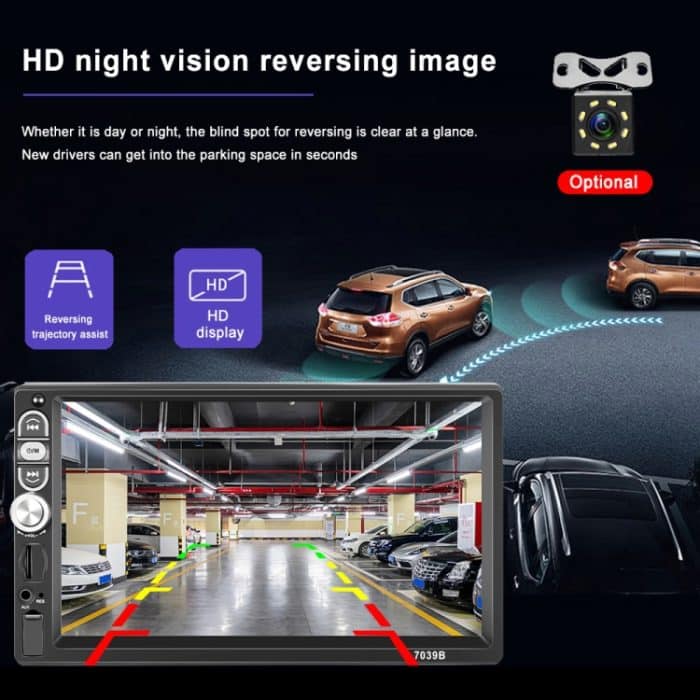 F133 7 Zoll MP5 Bluetooth Player Universal Wired CarPlay Rückfahrbild integriert, Stil:, 7 Inches Standard, 7 Inches Standard+4 Lights Camera, 7 Inches Standard+8 Lights Camera, 7 Inches Standard+12 Lights Camera – Bild 8