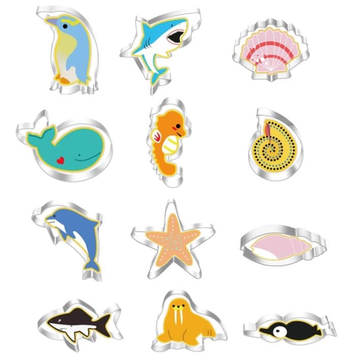 12 teile/satz Edelstahl Kekse Form Sea Creature Kombination Set Backen DIY Werkzeuge – Bild 2
