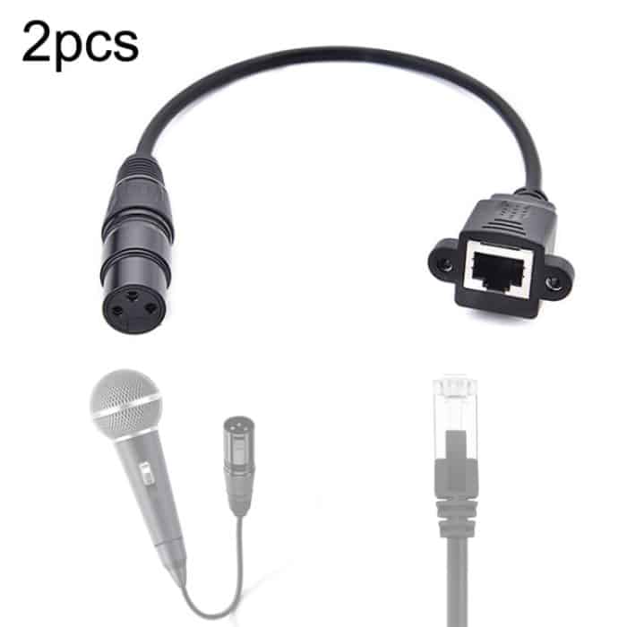 2 Stück XLR 3 Pin Buchse auf RJ45 Buchse Netzwerkanschluss Adapter Konverterkabel, 30cm – Bild 1
