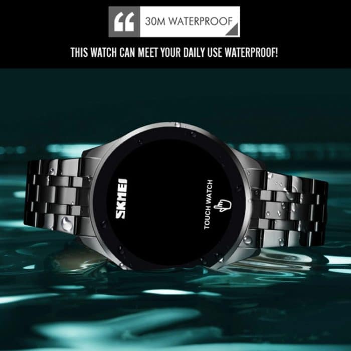 SKMEI 1579 Einfache Touchscreen-LED-Leucht-Edelstahl-Elektronikuhr, Black, Gold, Rose Gold, Silver – Bild 6