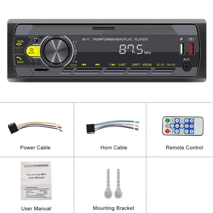 M11T Auto Bluetooth MP3 Player ISO Schnittstelle EQ Soundeffekt Schnellladung Buntes Tastenradio, A3032 – Bild 2