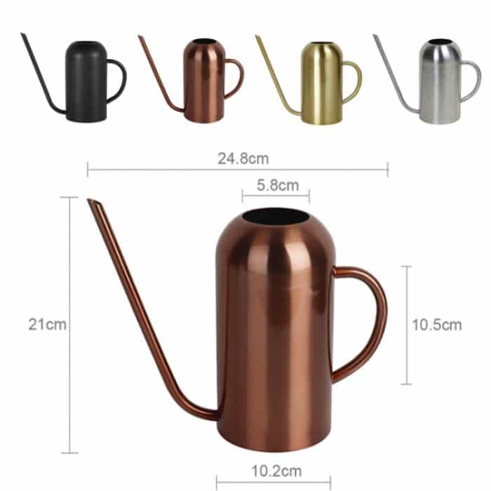 1500ML Haushalt Gartenarbeit Edelstahl Lange Auslauf Erhöhung Gießkanne, Matt Black, Bronze, Ancient Gold, Steel Color – Bild 2