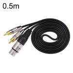 XLR-Buchse auf 2RCA-Stecker, Stereo-Audiokabel, Länge:, 0.5m, 1m, 1.5m, 2m, 3m, 5m, 8m, 10m