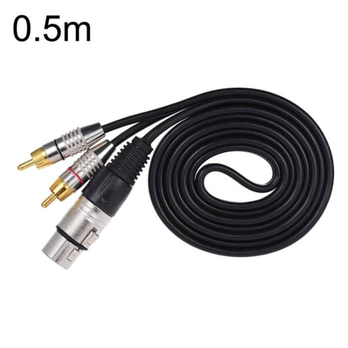 XLR-Buchse auf 2RCA-Stecker, Stereo-Audiokabel, Länge:, 0.5m, 1m, 1.5m, 2m, 3m, 5m, 8m, 10m – Bild 1