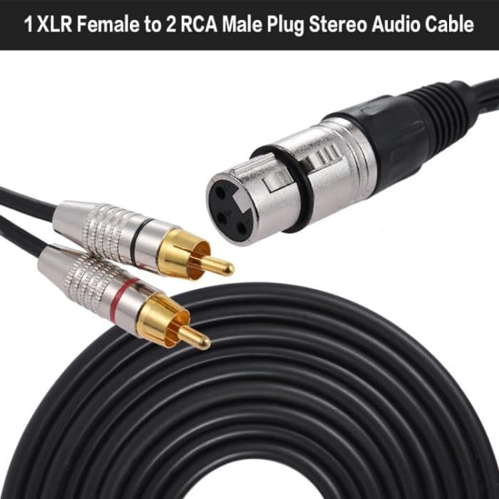 XLR-Buchse auf 2RCA-Stecker, Stereo-Audiokabel, Länge:, 0.5m, 1m, 1.5m, 2m, 3m, 5m, 8m, 10m – Bild 2