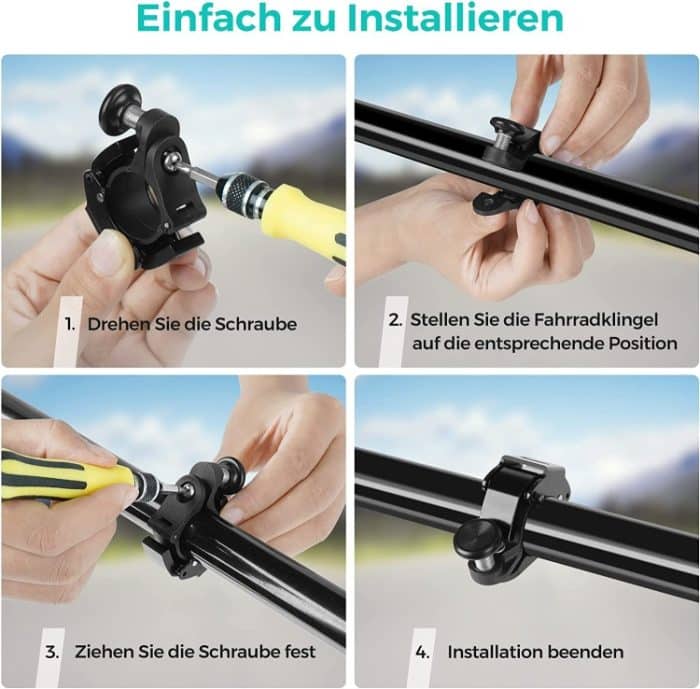 100dB Aluminiumlegierung Mini Fahrradklingel Fahrradhupe für 22-24mm Lenker, 100dB – Bild 5