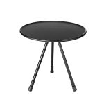Klappbarer kleiner runder Tisch aus Aluminiumlegierung für den Außenbereich, tragbarer, anhebbarer Campingtisch, Black, Wood Color