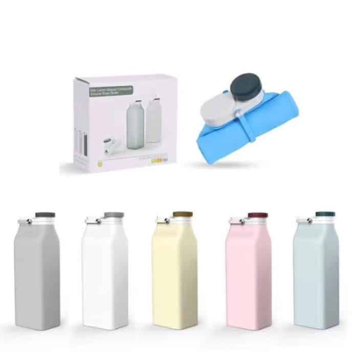 Outdoor-Sport, tragbarer Silikon-Faltwasserbecher, minimalistische Reise-Milchflasche mit großer Kapazität, 600ml – Bild 6