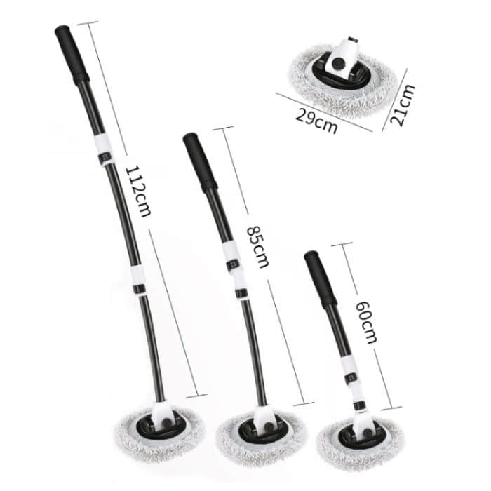 Weichhaar-Teleskopmopp mit gebogener Stange und langem Griff für die Autowäsche, Black White, Black White Replacement Head – Bild 2