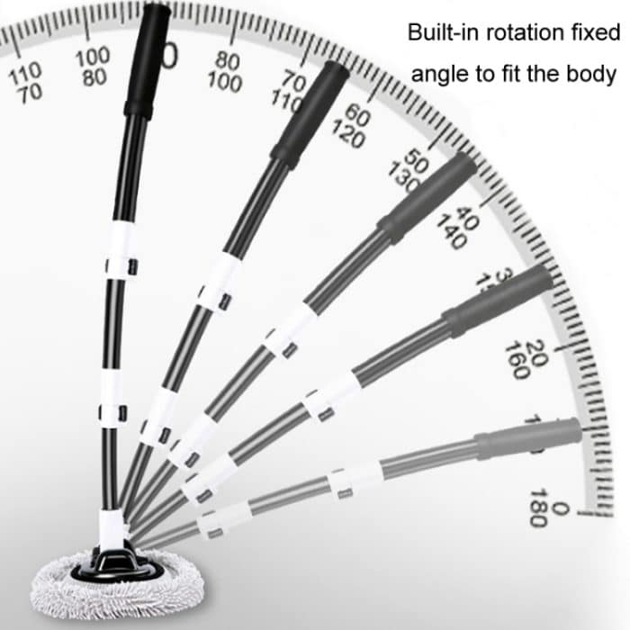 Weichhaar-Teleskopmopp mit gebogener Stange und langem Griff für die Autowäsche, Black White, Black White Replacement Head – Bild 3