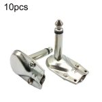 10 Stück 6,35 mm rechtwinkliger Gitarrenstecker, Audio-Mikrofon-Verstärker-Stecker, Mono, Binaural