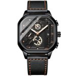 BINBOND B6577 30M wasserdichte leuchtende quadratische Quarzuhr, Black Leather-Rose Gold, Black Leather-Black-Rose Gold, Black Leather-Black-Black, Black Leather-White-White, Black Steel-Black-Rose Gold, Black Steel-Black-White, Rose Gold-Black-Rose Go...