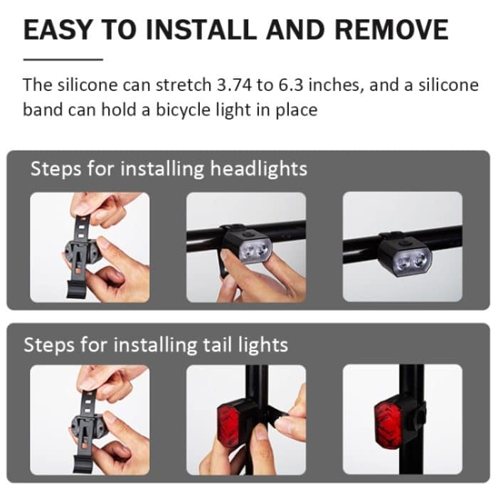 Fahrradscheinwerfer Doppelt T6 Lampenperlen + 16 LED Rücklicht Set Wiederaufladbares Helmwarnlicht – Bild 8