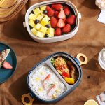 XC-540-541 Große, ovale, geteilte tragbare Büro-Isolier-Brotdose mit großem Fassungsvermögen, 600ml (Stainless Blue), 600ml (Stainless Yellow), 600ml (Stainless Purple), 1.2L (Stainless Blue), 1.2L (Stainless Yellow), 1.2L (Stainless Purple)... – Bild 6