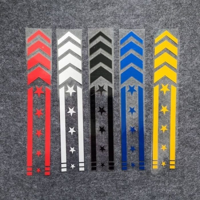 10 Stück Motorrad Auto Kotflügel Reflektierende Aufkleber Modifizierte dekorative wasserdichte Aufkleber, Arrow Star(Black), Arrow Star(White), Arrow Star(Blue), Arrow Star(Yellow), Arrow Star (Red), Arrow Star (Colorful Laser) – Bild 3